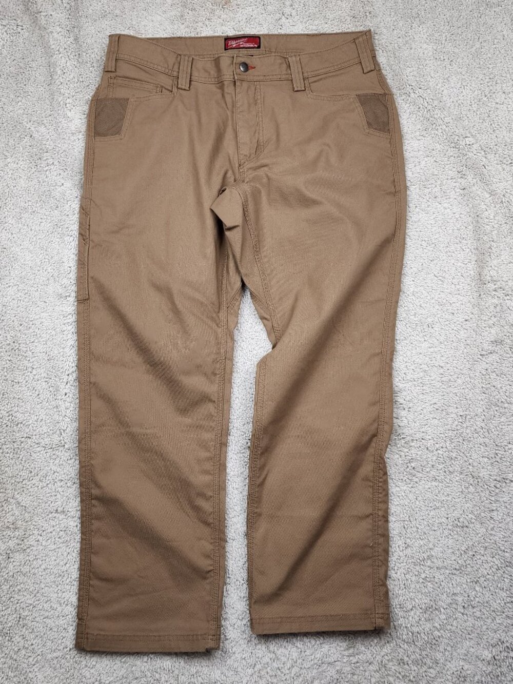 Milwaukee Pants Mens 36x30 Brown Heavy-Duty Flex Work Carpenter Utility Workwear